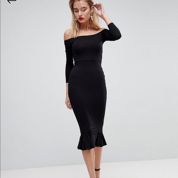 ASOS off the shoulder dress - black - size 2 - Picture 1 of 5